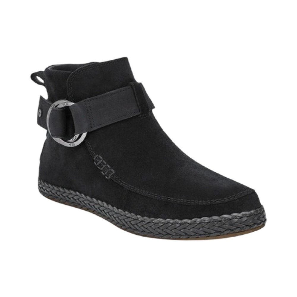 UGG Sloane Black‎ Suede Ankle Boots Women 7 Buckle Strap Zip